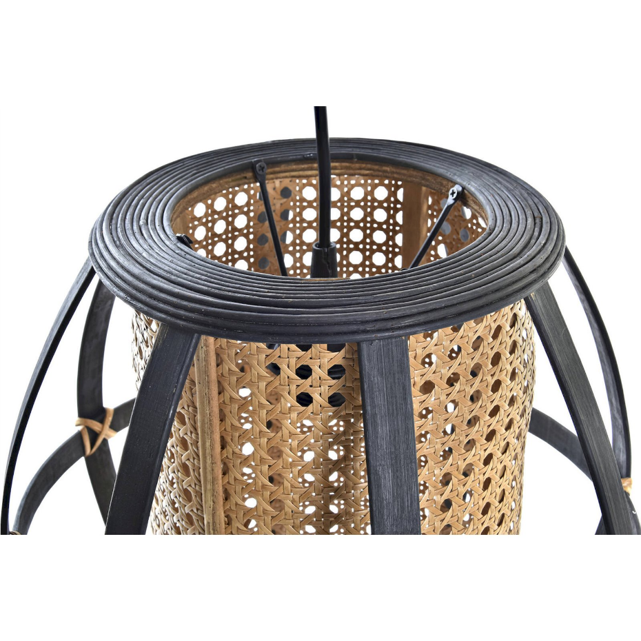 Suspension ronde en bambou et rotin Colonial