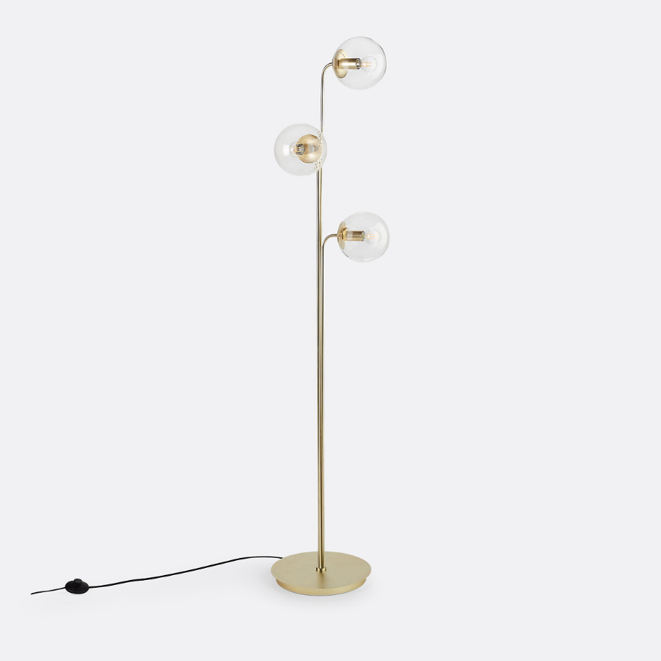 Lampadaire laiton et verre, Moricio
