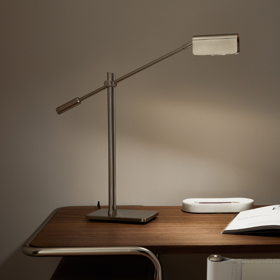 Lampe à poser articulée, nickel satiné, Phili