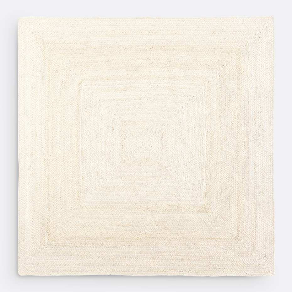 Tapis carré jute blanchi, Aftas