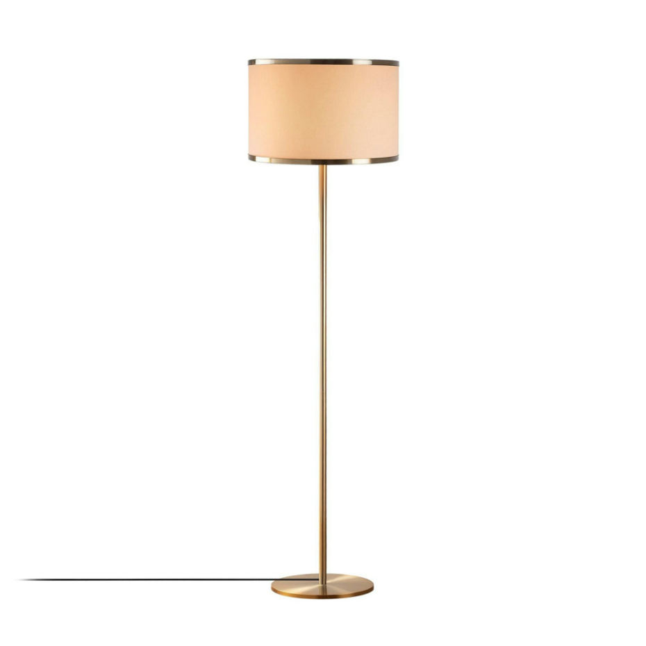 Lampadaire salon moderne, abat-jour tissu écru ZURICH