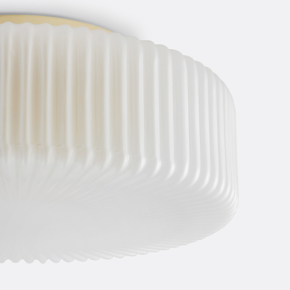 Plafonnier ou applique, en verre strié opaline, PHÉRADÉ