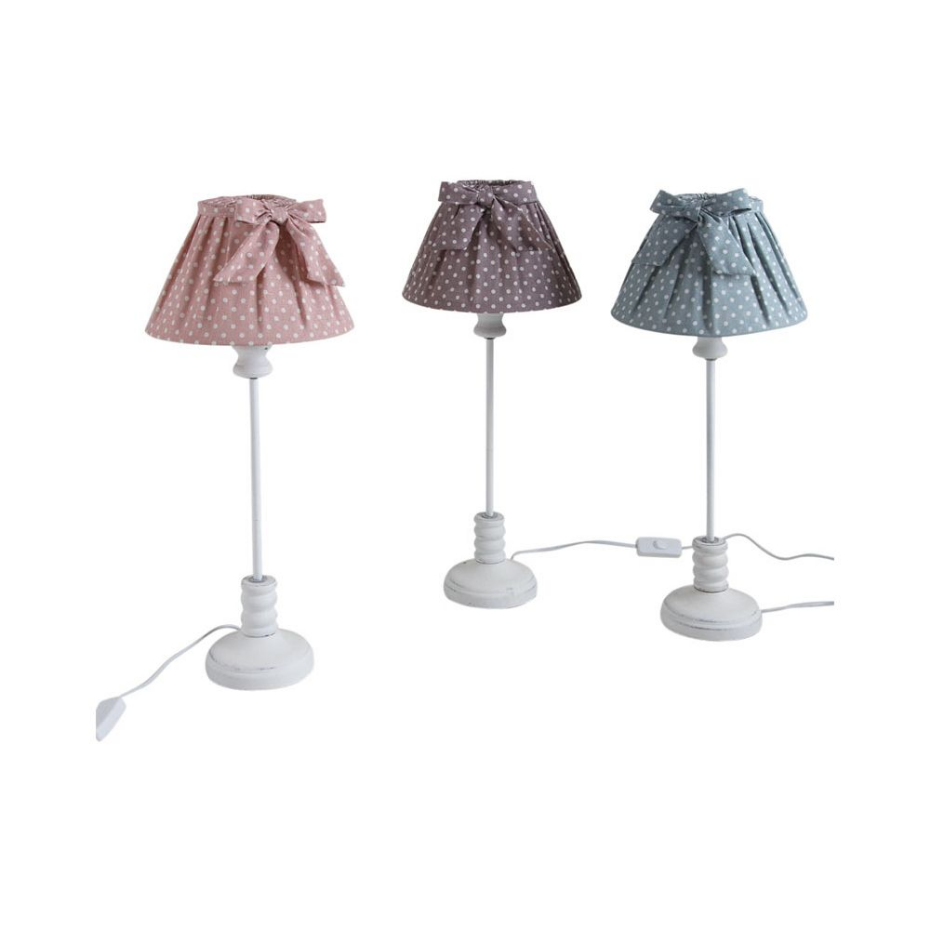 Lampe en bois et coton à pois