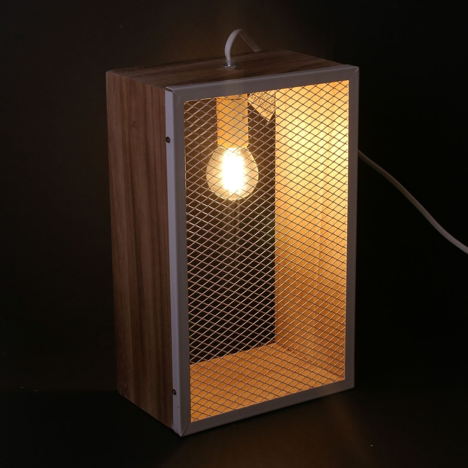Lampe à poser avec cadre en bois Louise - H. 29 cm