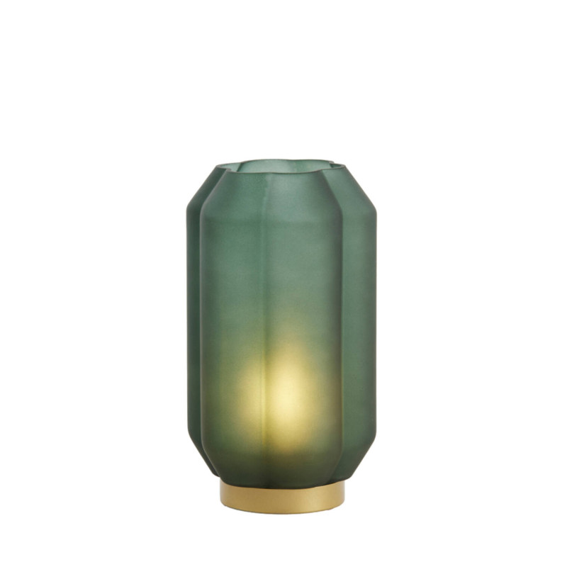 Lampe à piles verre Ivias vert et or