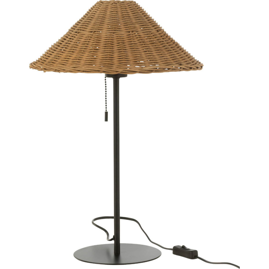 Lampe de salon en métal et rotin ronde