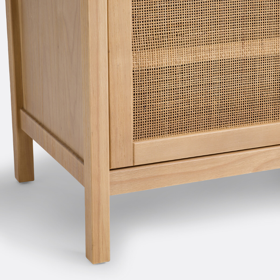 Meuble sous vasque pin et cannage L100 cm, Gabin
