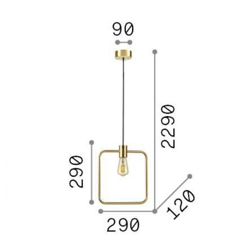 Suspension Filaire Abc Laiton Satiné Carré