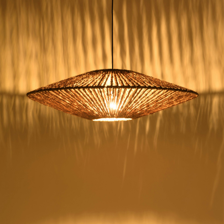 Suspension cymbale 100x100cm en fibre de coco/teck recyclé FOLELLI