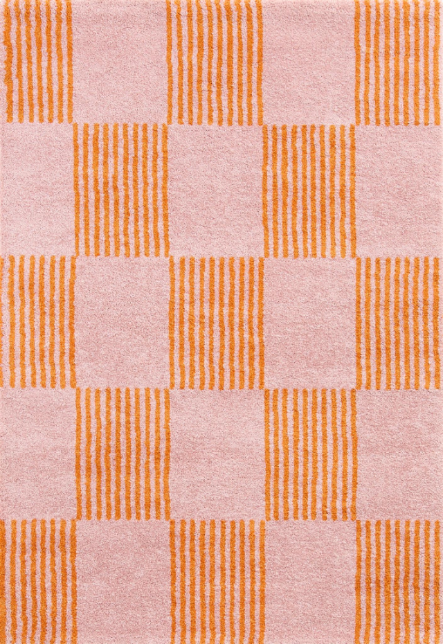 Tapis d'intérieur vintage à damier rayure GROOVY