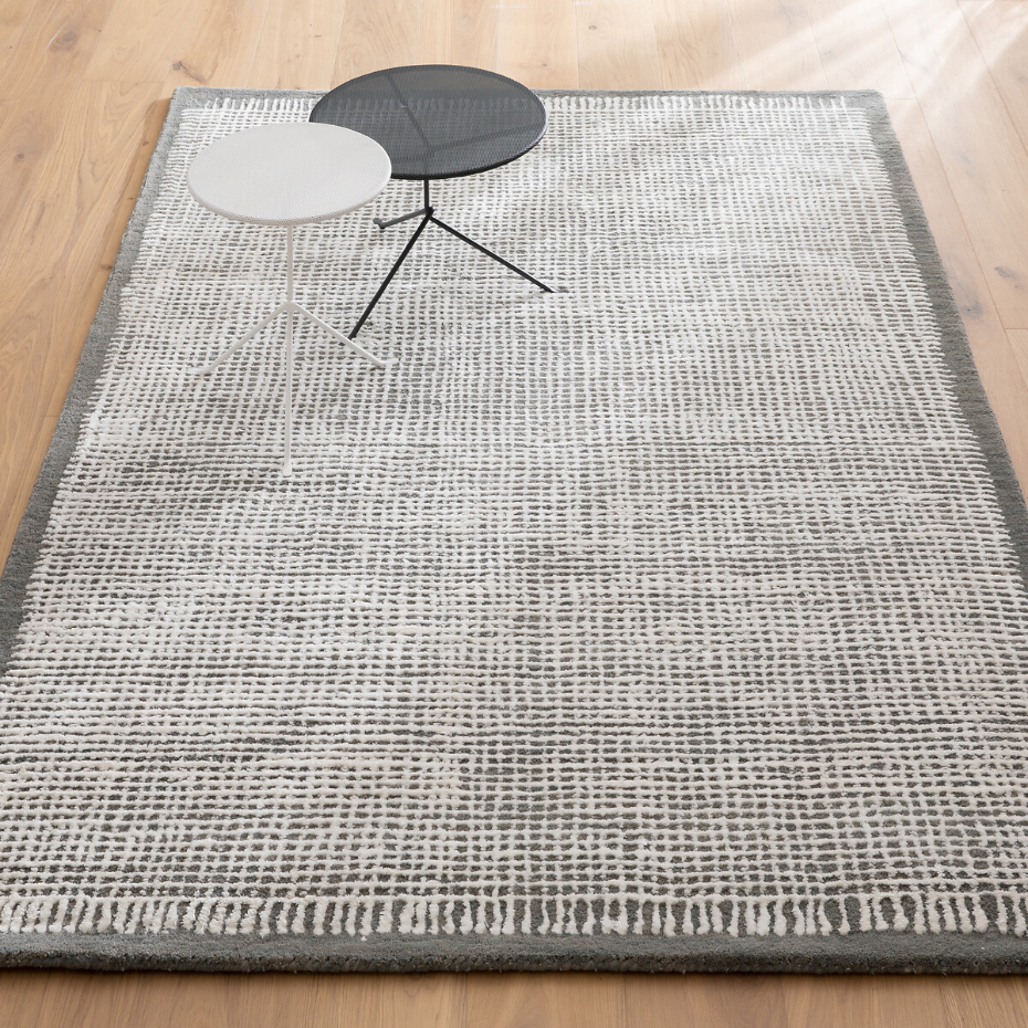 Tapis tufté main, Lyocell® et laine, Net