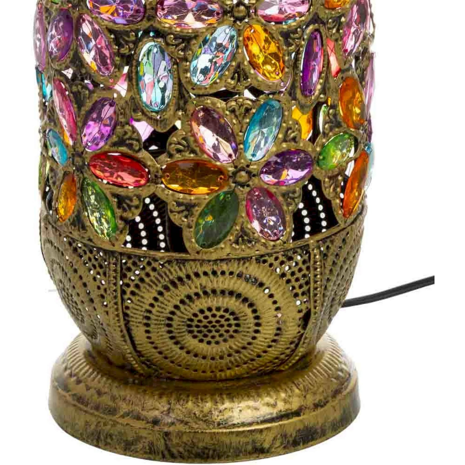 Lampe de table en métal et verre coloré forme organique