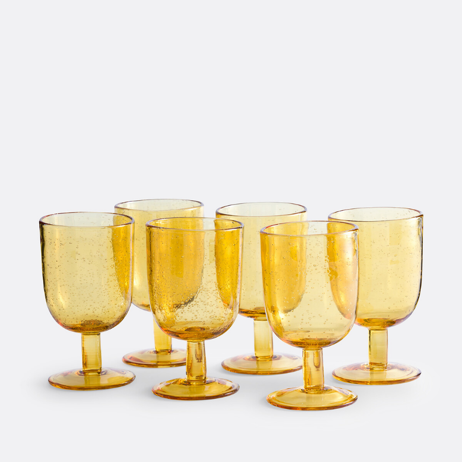 Lot de 6 verres à pied verre bullé, Faraji