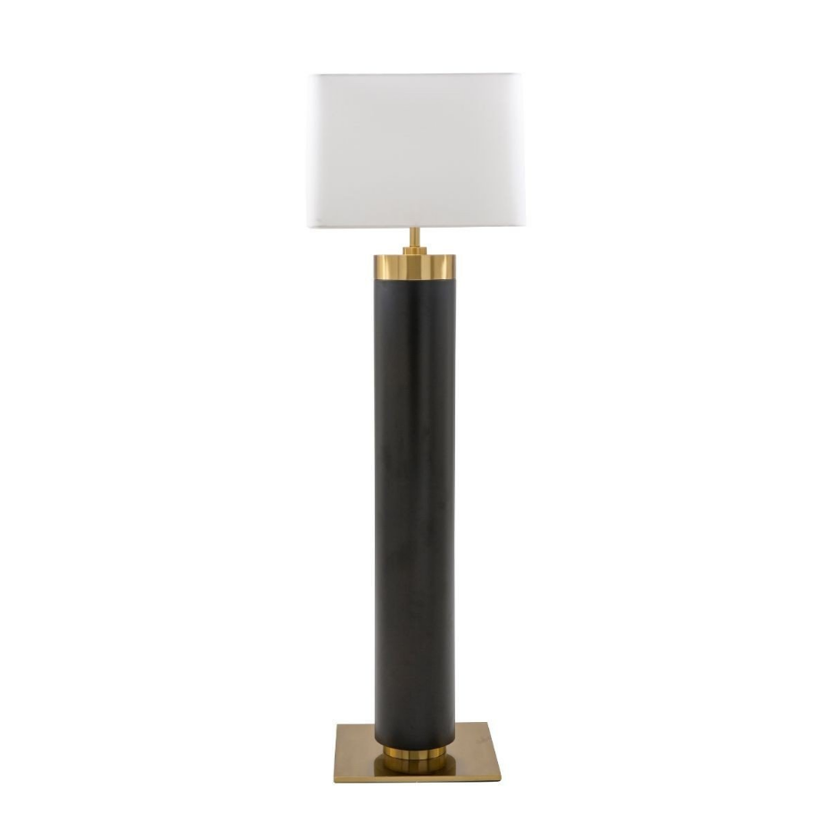 Lampe sur pied en métal noir et finition laiton doré H165 cm - VENDOME