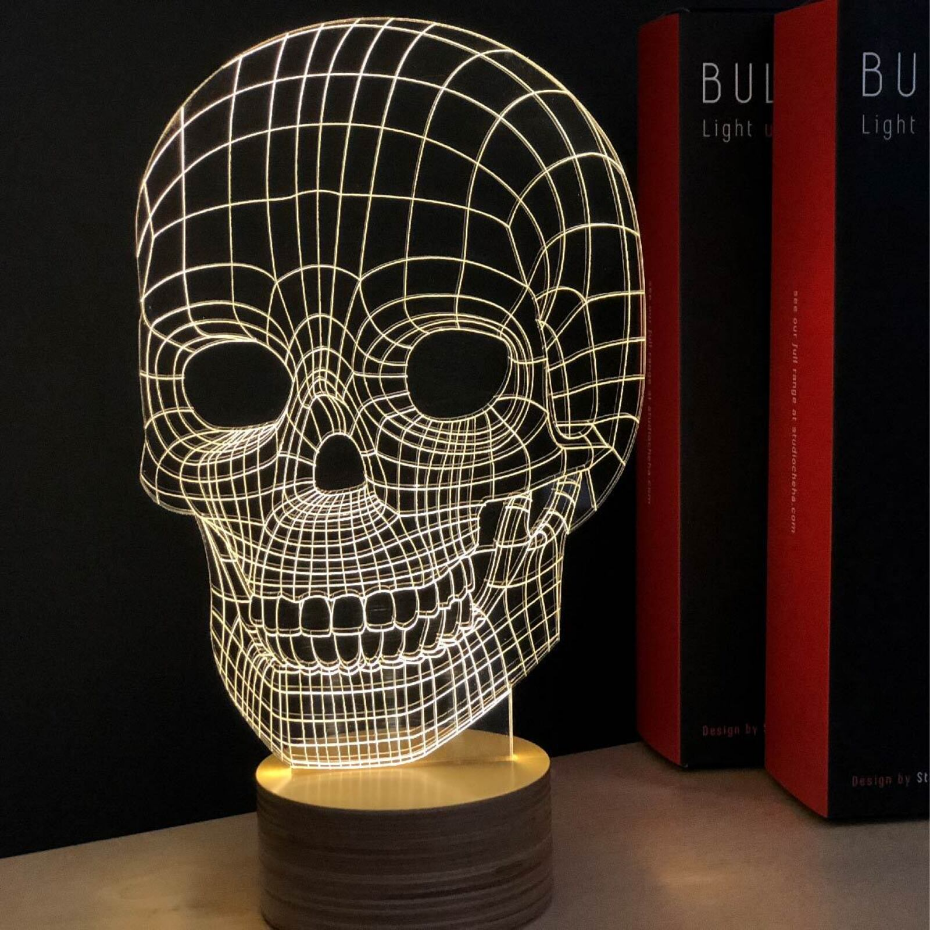Lampe décorative en verre effet 3D skull bulbing
