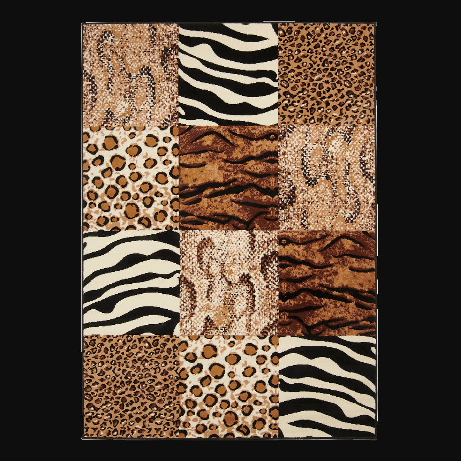 Tapis salon et chambre tissé motif animaux LYN1 SAVANA