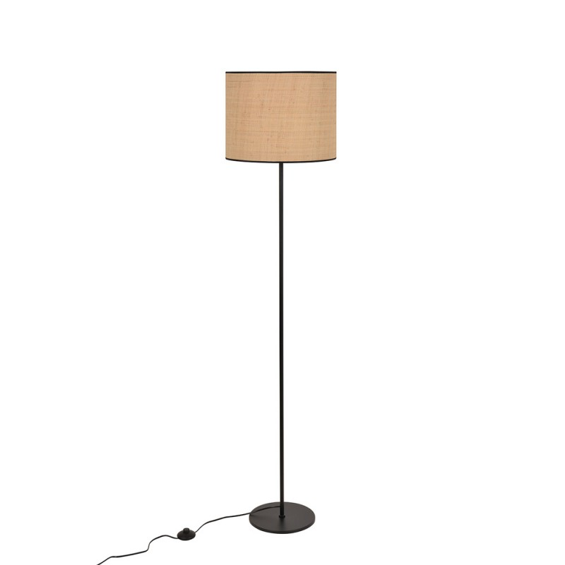 Lampadaire Raphia Et Metal Noir Pauline