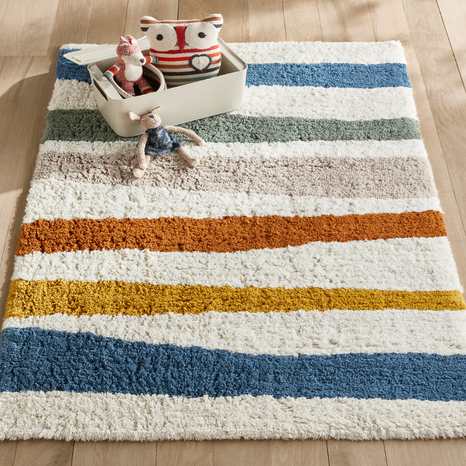 Tapis enfant rayé en coton bio, Strat