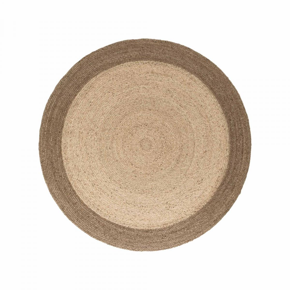 Tapis rond, motif simple authentique, JUTE K, jute tissé à la main