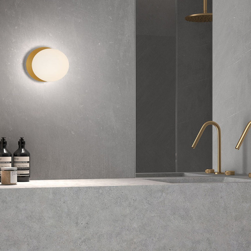 Applique Salle De Bain Alix Laiton Mat Et Verre Opale Ip44