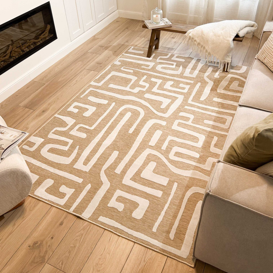Tapis interieur à motif labyrinthe en relief GARDEN