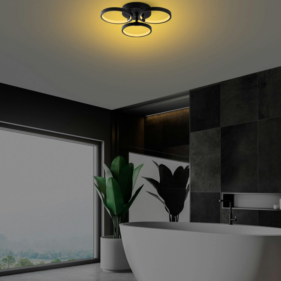 Plafonnier LED noir moderne – 3 anneaux VIESTE