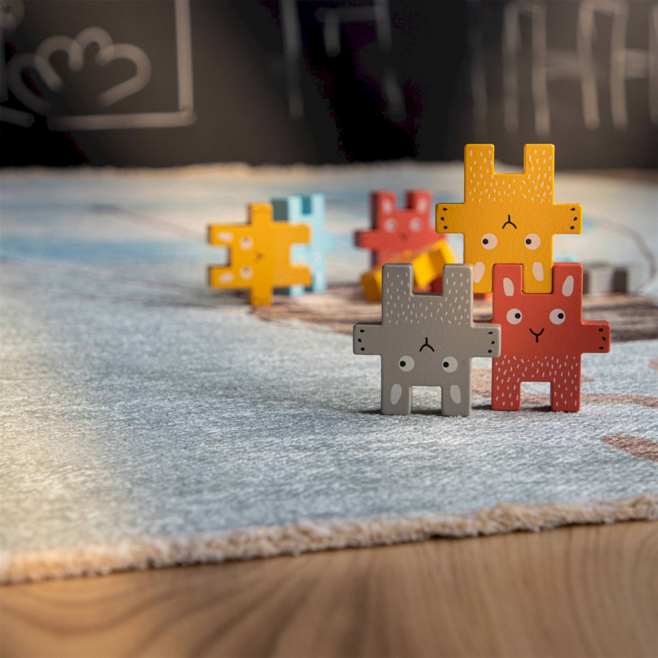 Tapis enfant en coton rectangulaire motif montgolfière