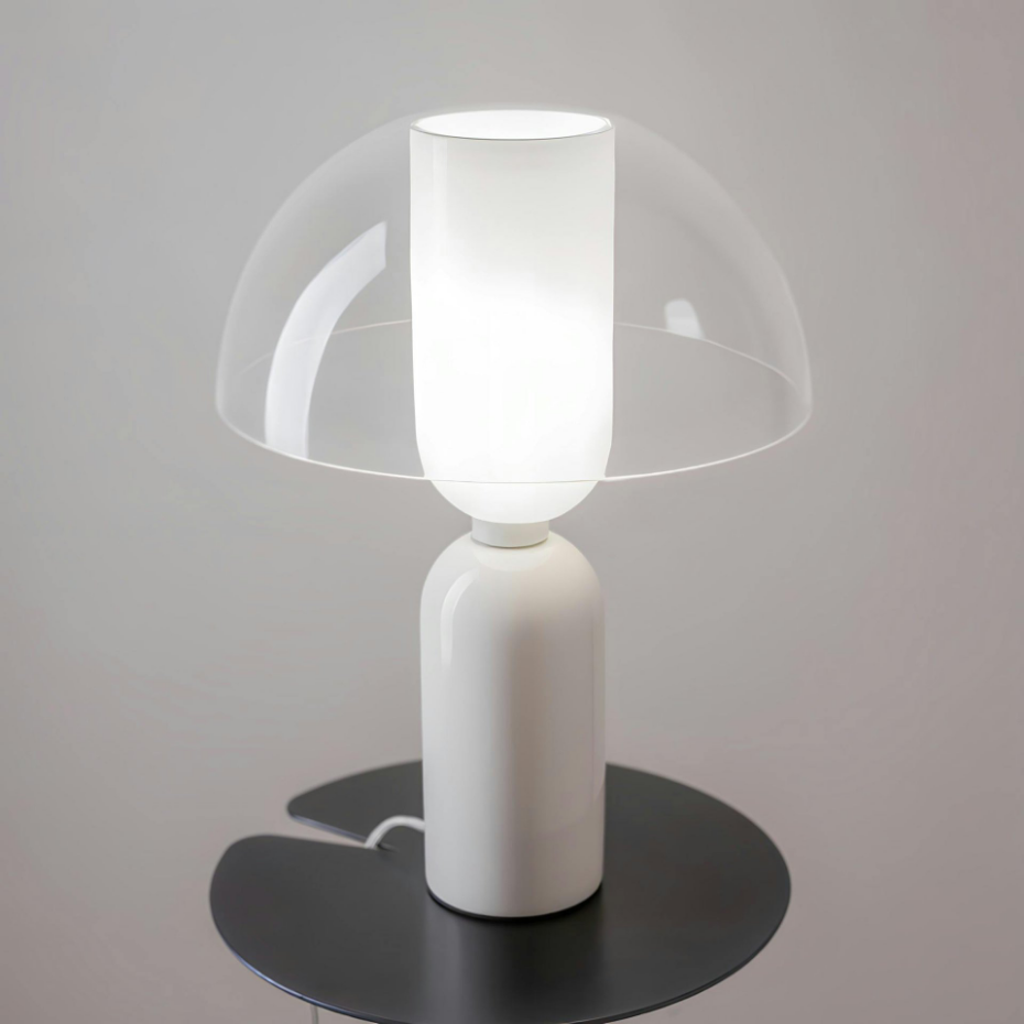Lampe de salon blanche rétro – verre et céramique WINDER