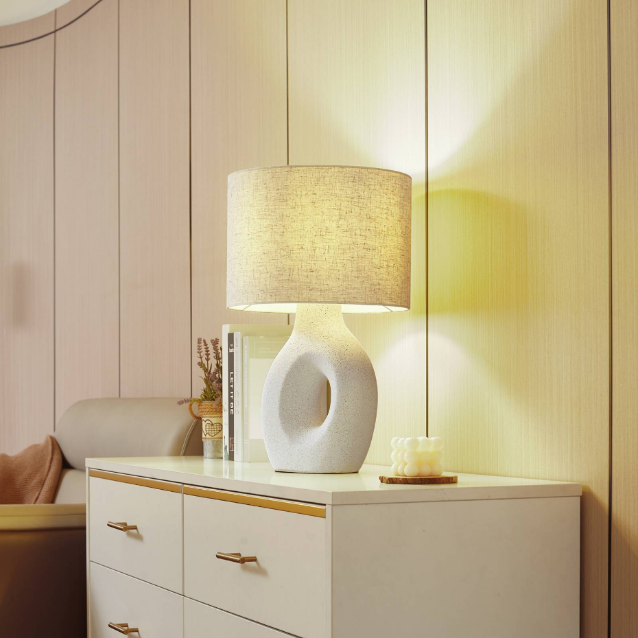 Lampe à poser en textile scandinave