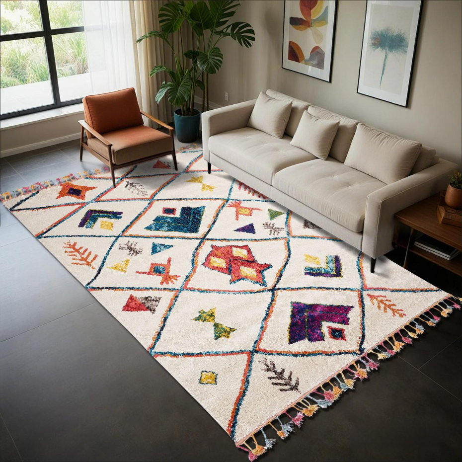 Tapis berbère tissé motifs tribaux LYN5 OURIKA C