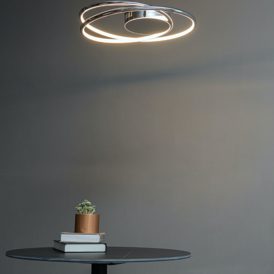Plafonnier LED boucle chromée - XANDRA