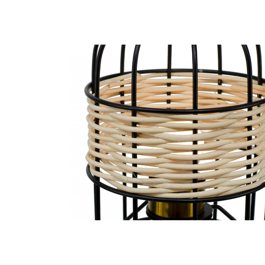 Lampe à poser tactile en métal et rotin, NUSSIM
