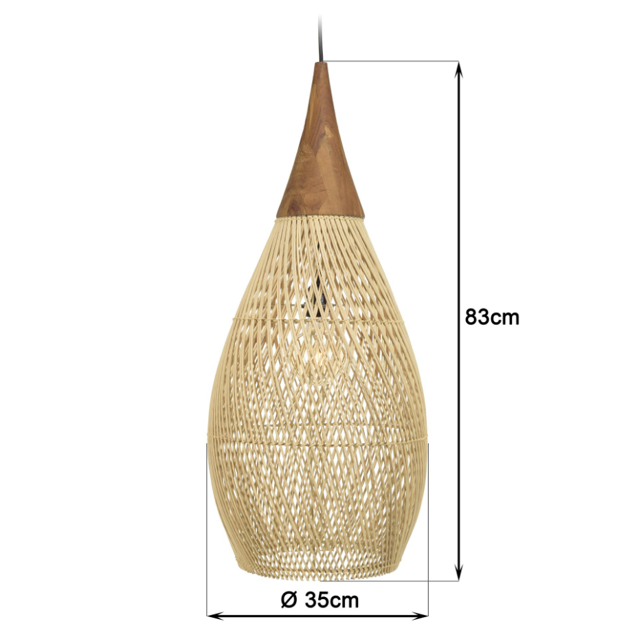 Suspension goutte en rotin 35cm FOLELLI