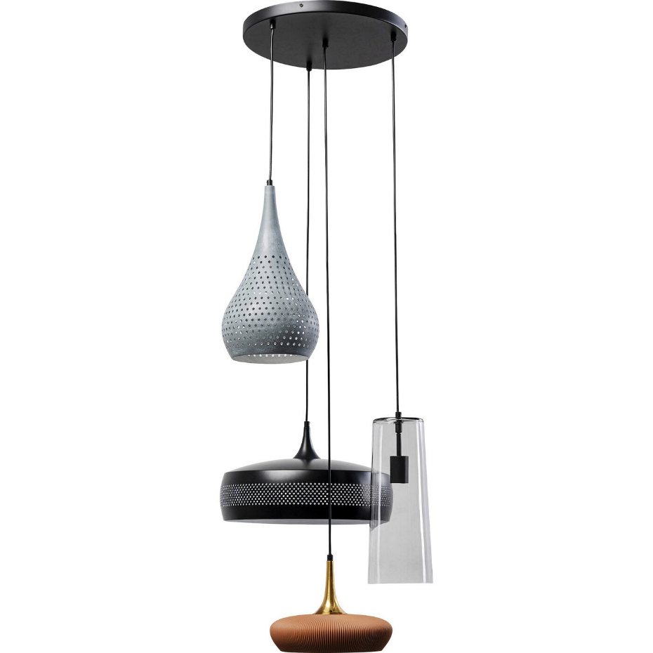 Suspension ronde en acier et verre, MELANGE