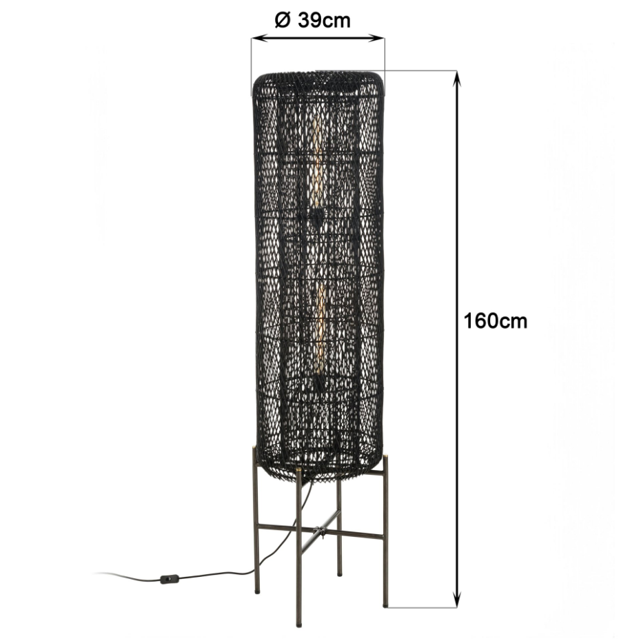 Lampadaire en rotin pieds métal FOLELLI