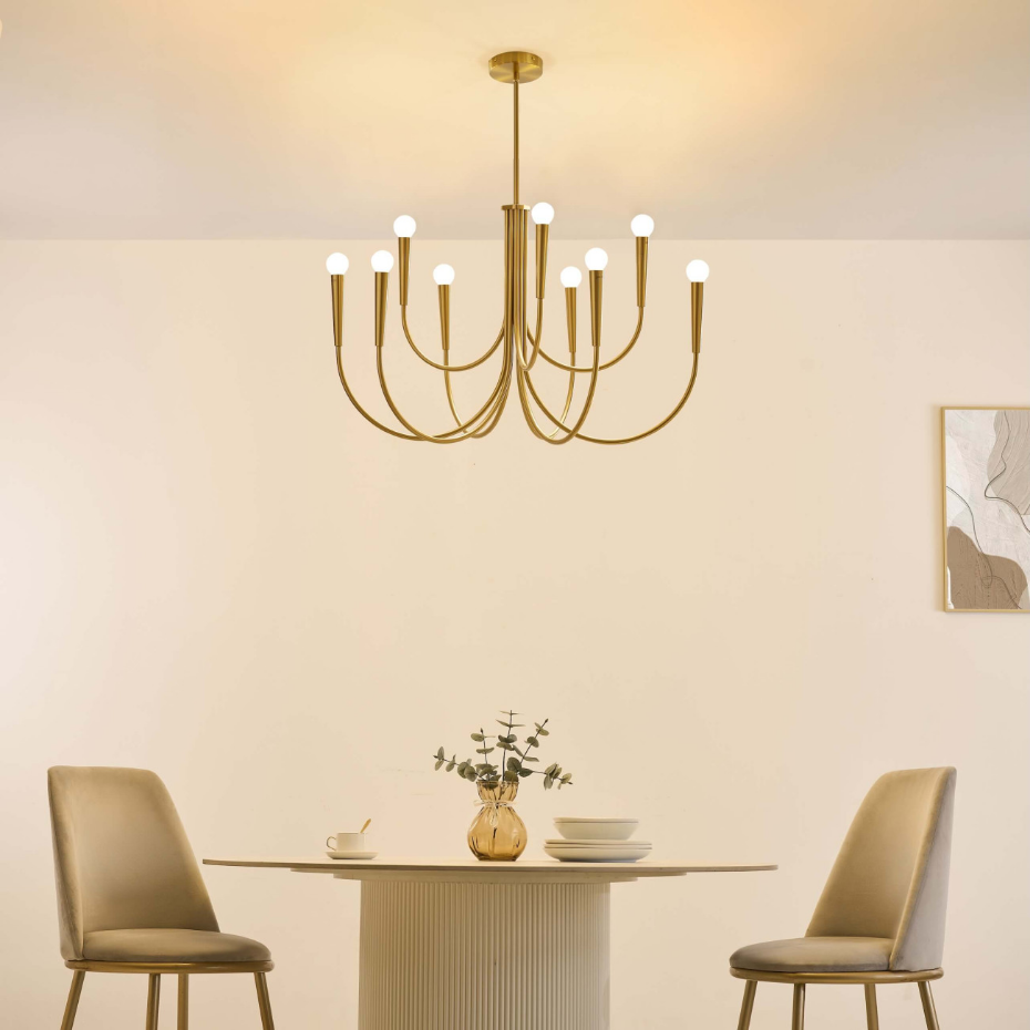Lustre doré bras multiples 9 lumières - KAELISMA