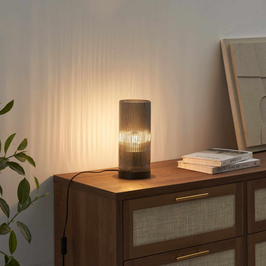 Lampe à poser verre design fumé - LIANTHA