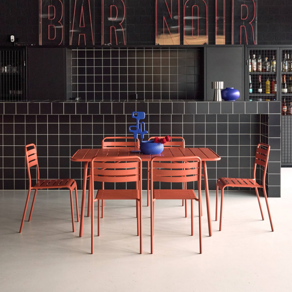 Table de jardin pliante métal + 6 assises AMÉLIA