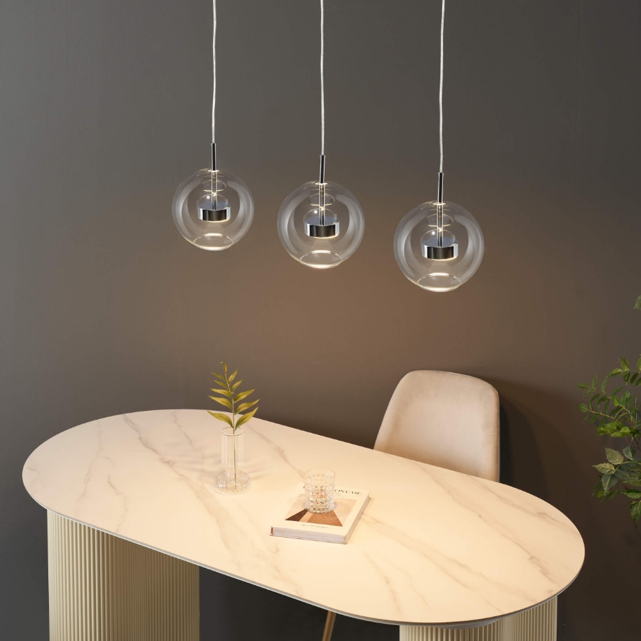 Suspension  chromée à trois verres - GICA