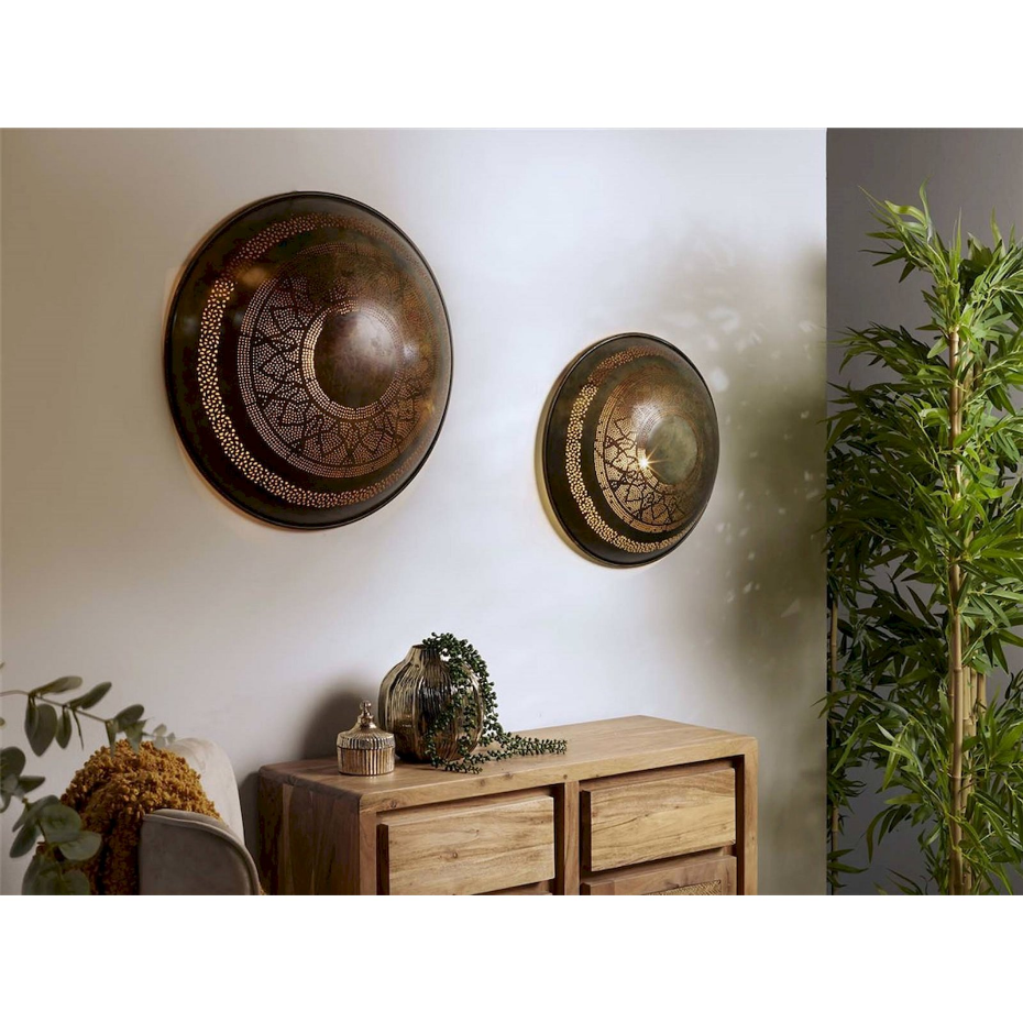 Applique murale décorative en métal rond cuivre et