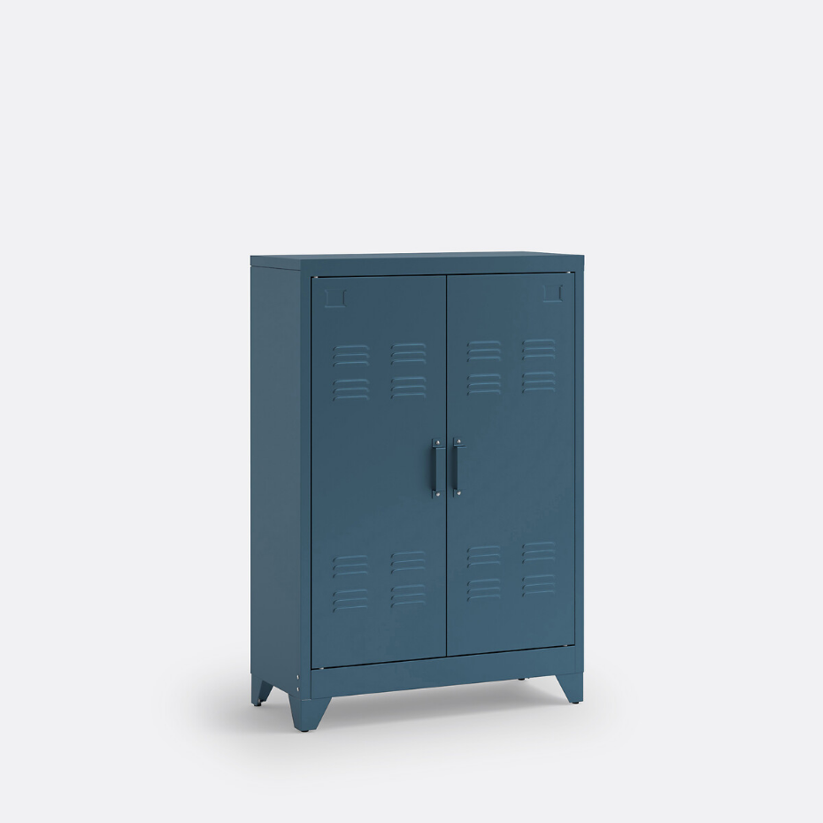 Armoire basse 2 portes en métal acier, Hiba