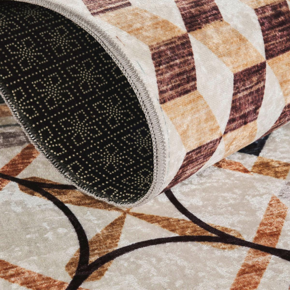 Tapis cuisine ou salle de bain motif géométrique, texture kilim, LYN11 C, design original