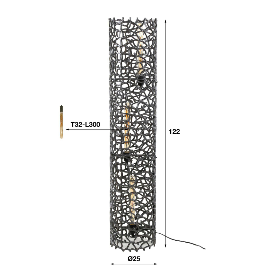 Lampadaire décoratif en métal effet toile H 122 cm RALF