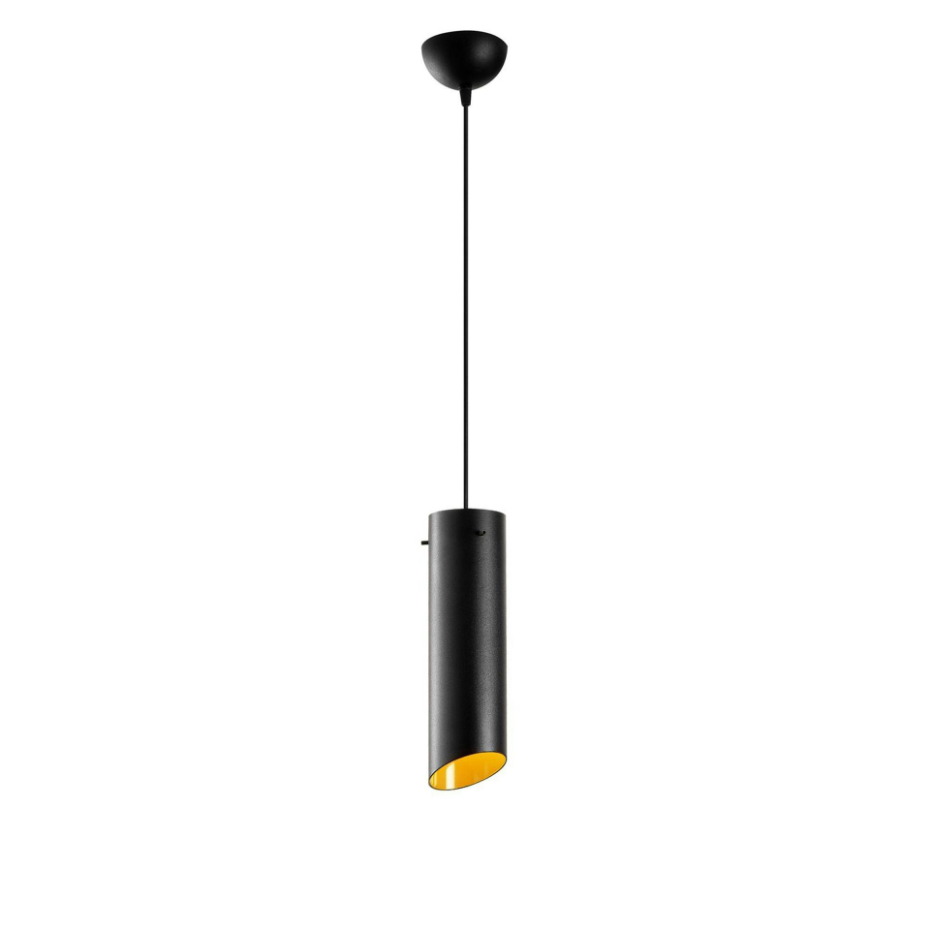 Lampe de chevet suspendue noire mat, forme cylindre SILE