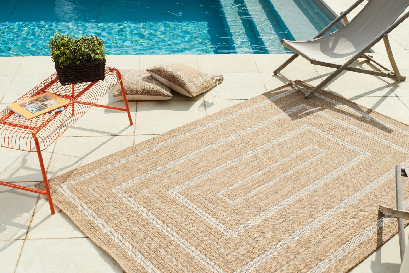 Tapis de salon intérieur extérieur motifs rectangles Nature