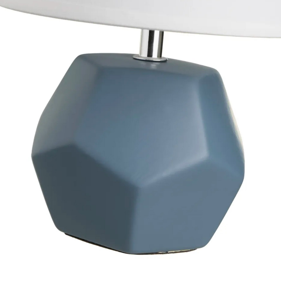 Lampe à poser céramique bleu pétrole et abat jour blanc 18x18x26cm
