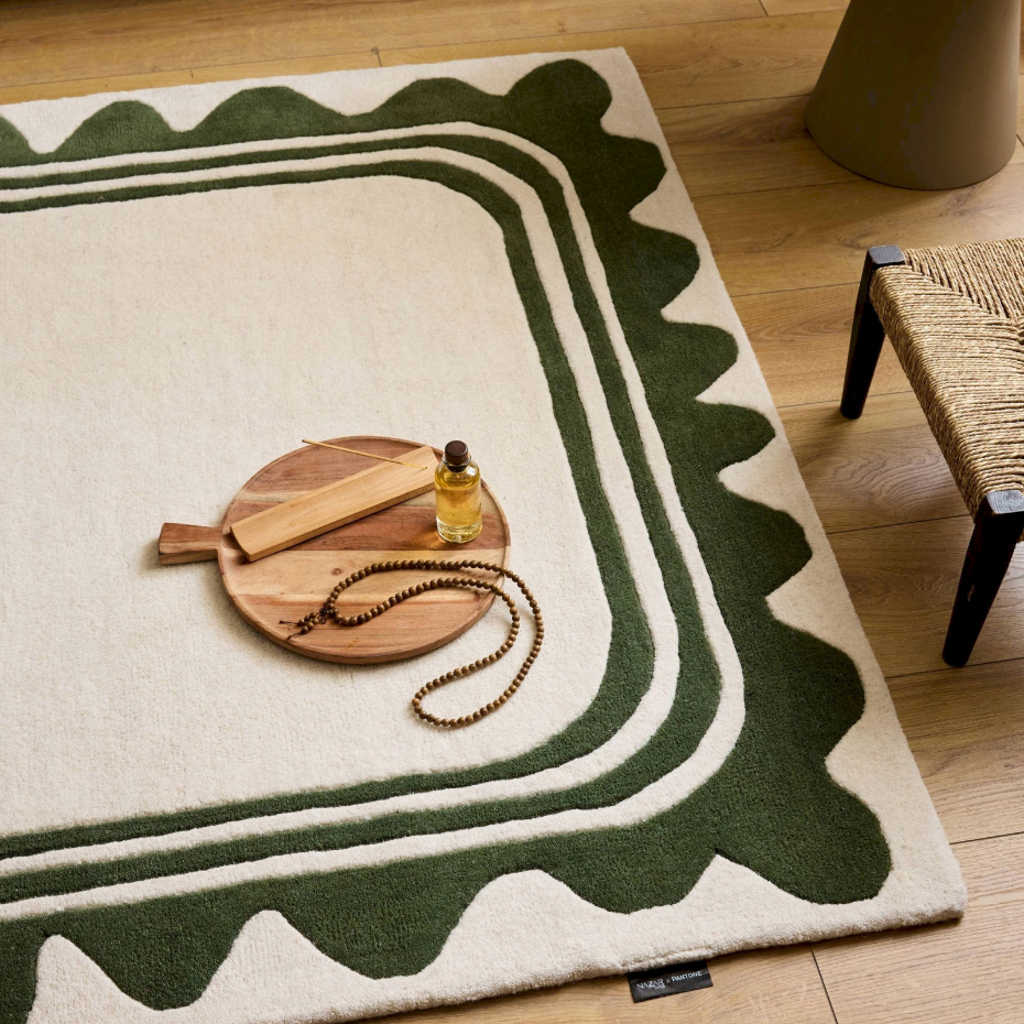 Tapis rectangulaire en laine et coton Cèdre