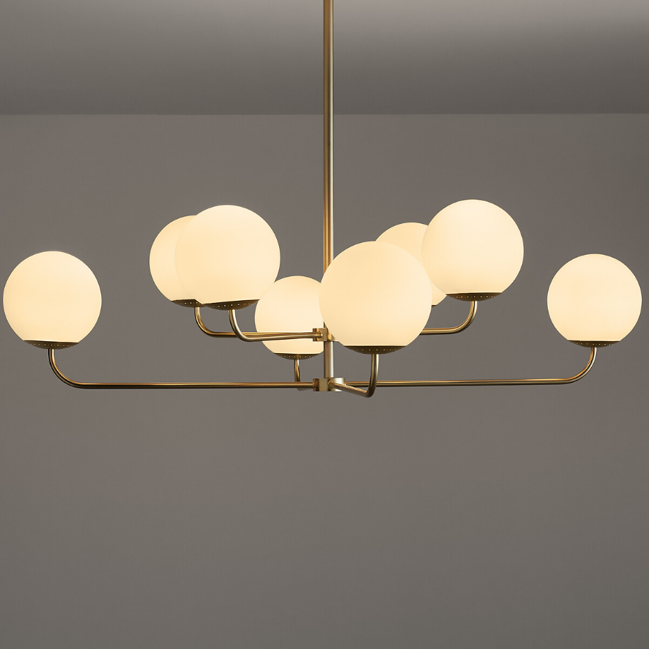 Suspension laiton et verre opaline, Moricio