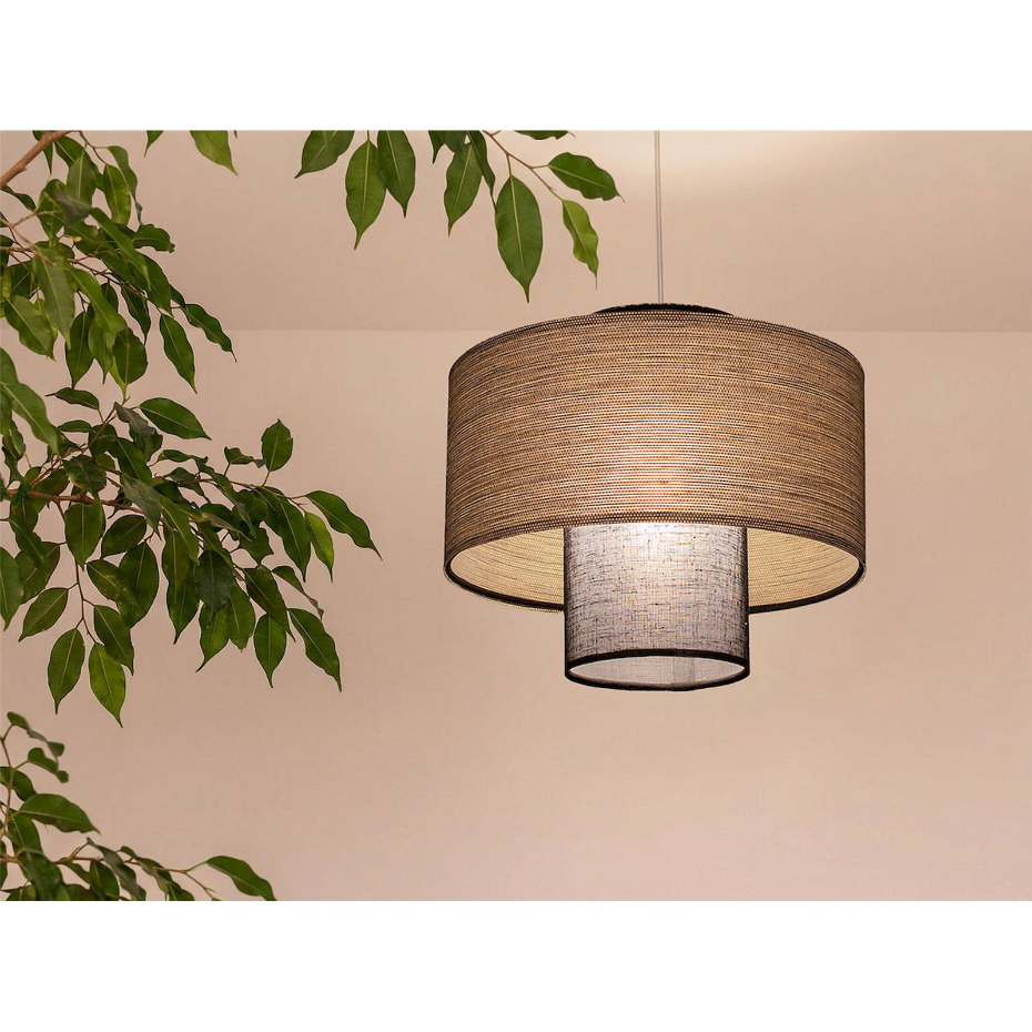 Suspension ronde en jute et lin Twin Light
