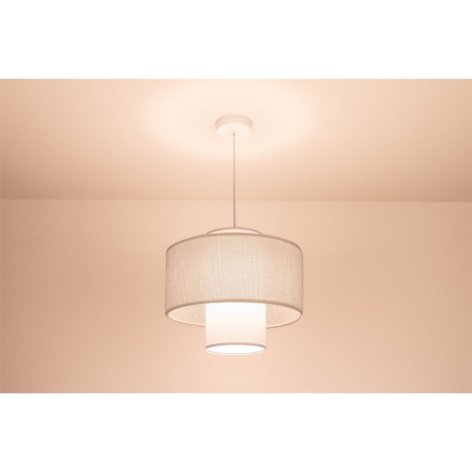 Suspension ronde en jute et lin Twin Light
